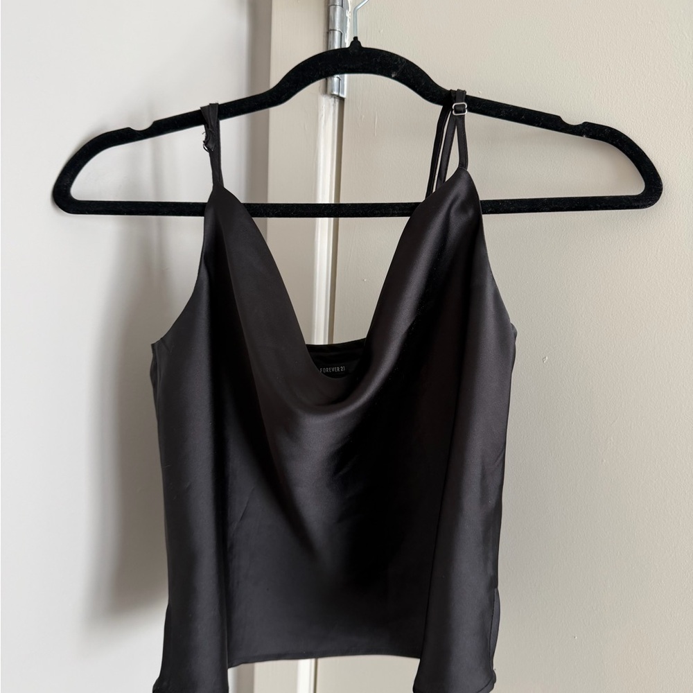 Forever 21 Black Satin Cowl Neck Camisole